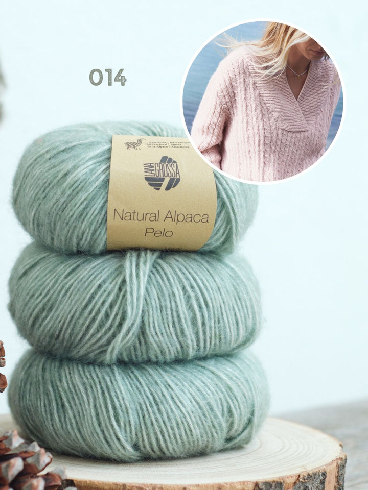 Strickpaket Natural Alpaca Pelo Top-Down Pullover