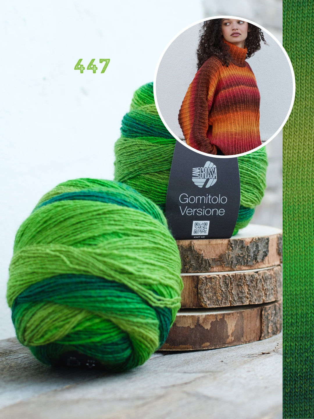 Strickpaket Gomitolo Versione Top-down Pullover mit Fledermausärmeln