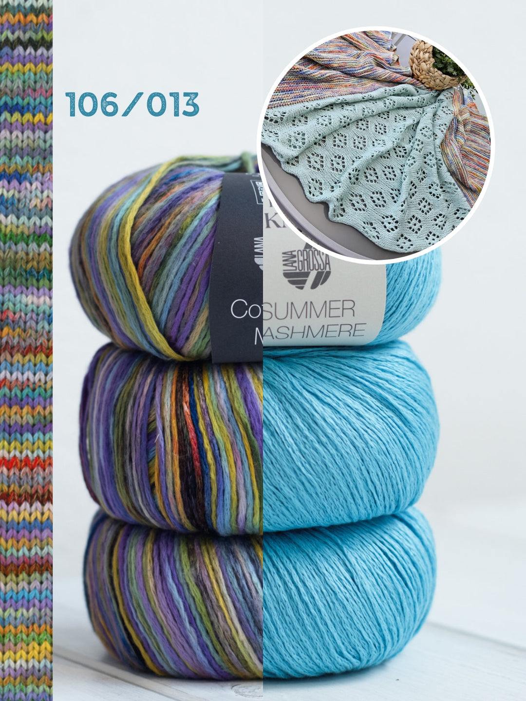 Strickpaket Lizas Tuch Spring Night - Cotonella Multi &amp; Summer Cashmere