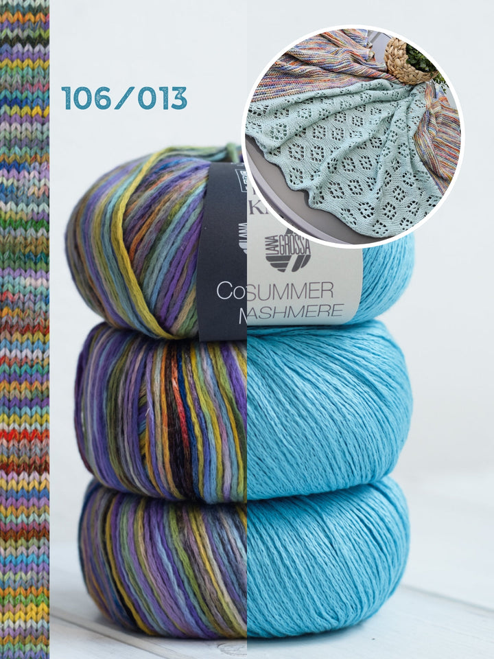 Strickpaket Lizas Tuch Spring Night - Cotonella Multi &amp; Summer Cashmere