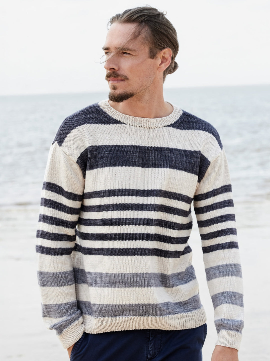 Strickpaket Cool Wool Vintage &amp; Cool Wool gestreifter Pullover für ihn