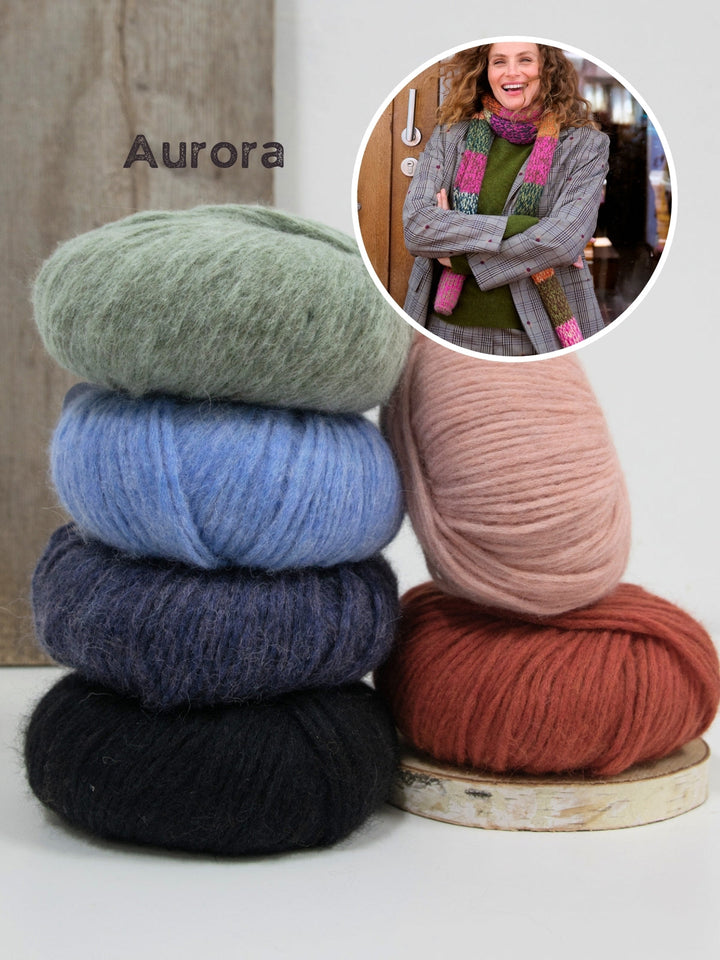Strickpaket Brigitte No. 2 melierter Streifenschal
