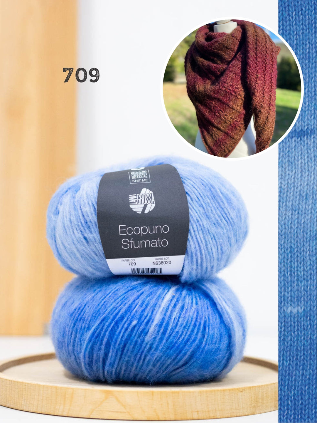 Strickpaket Lizas Tuch Cable Love - Ecopuno Sfumato