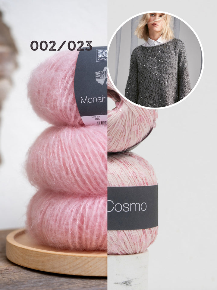 Strickpaket Mohair di Gio Cosmo Pullover mit Trompetenärmeln
