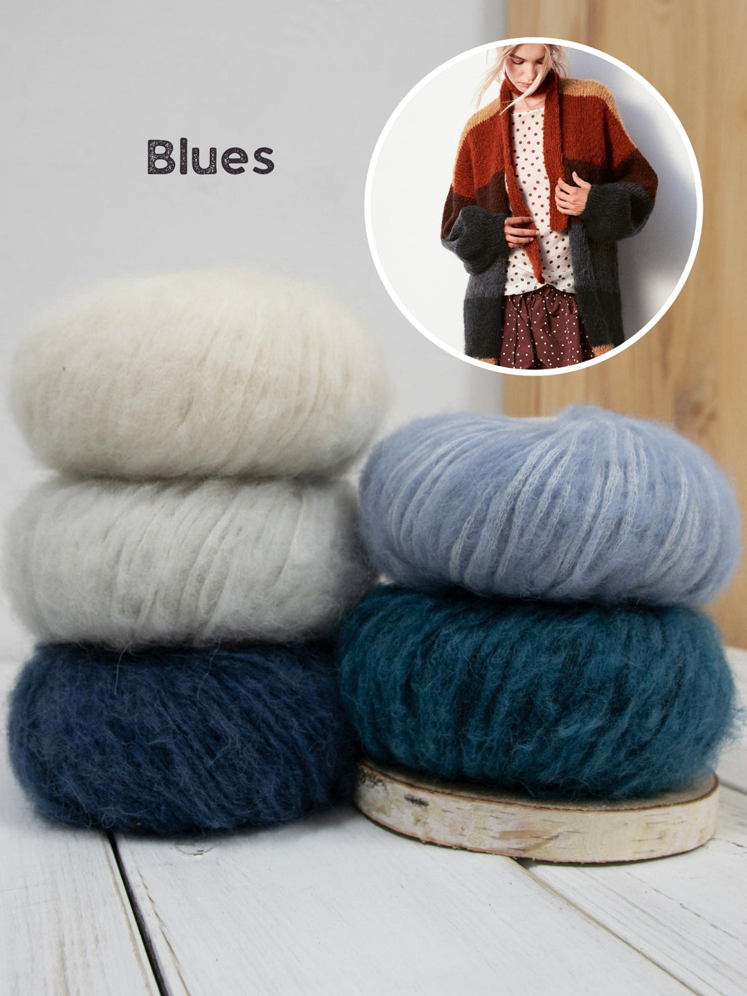 Strickpaket Baby Furry Jacke mit Blockstreifen