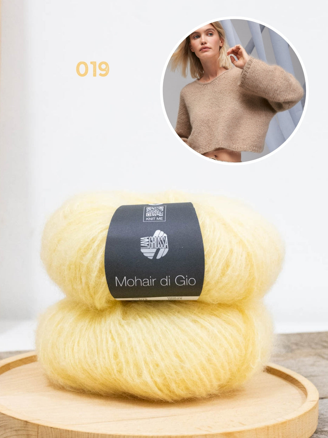 Strickpaket Mohair di Gio Pullover mit V-Ausschnitt