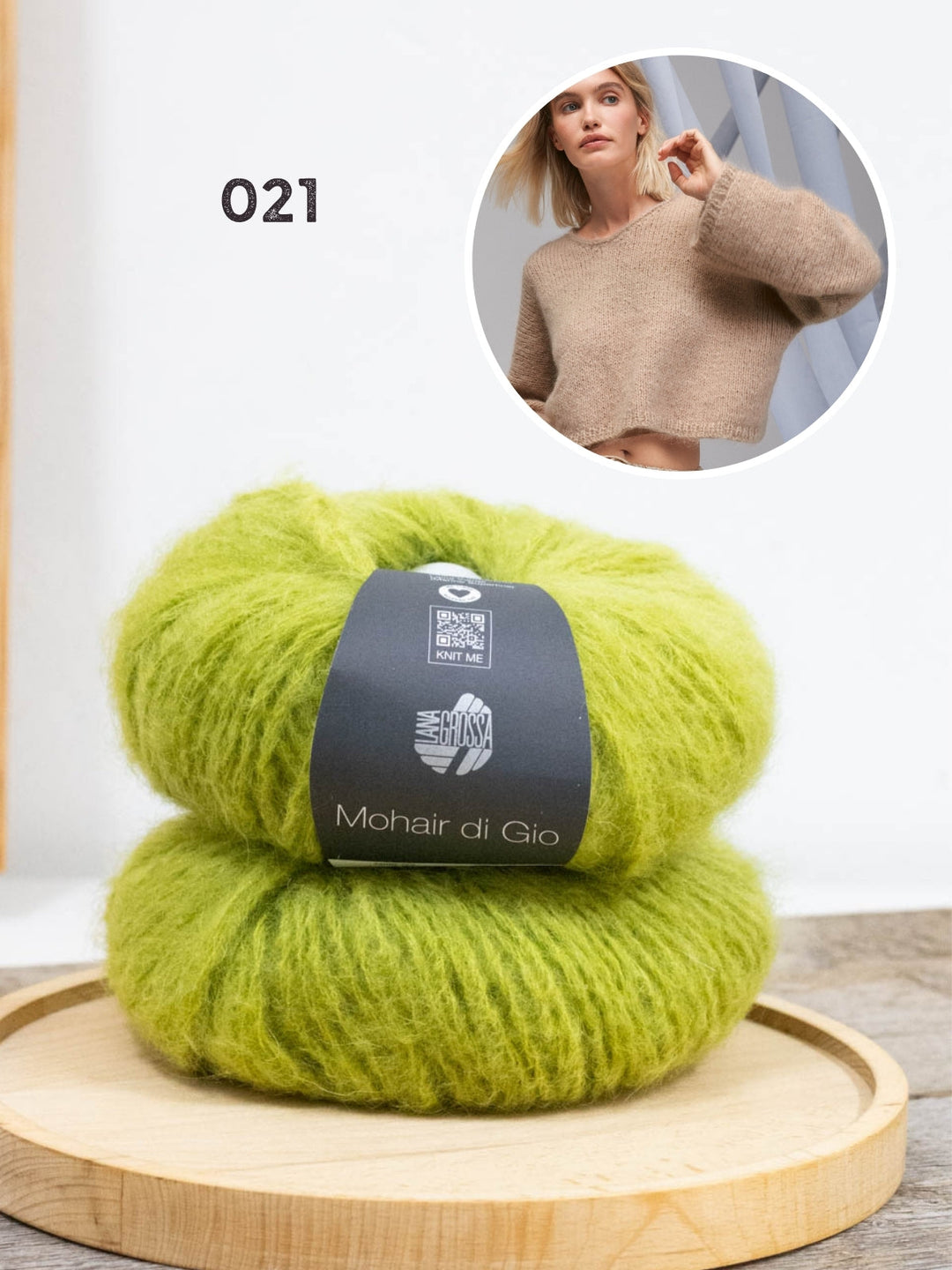 Strickpaket Mohair di Gio Pullover mit V-Ausschnitt