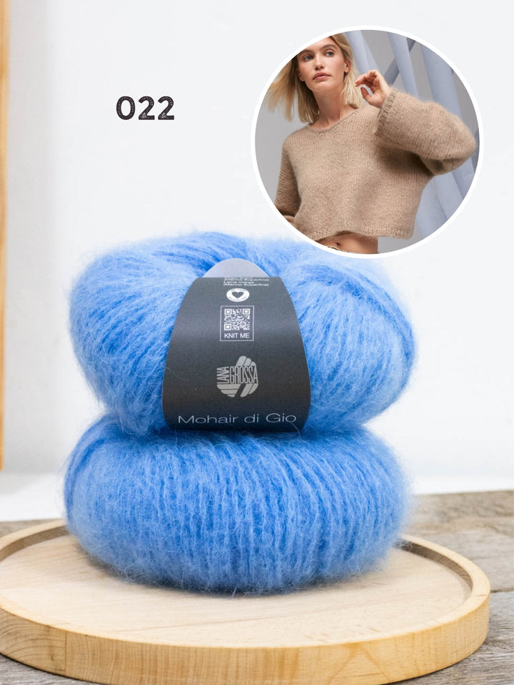 Strickpaket Mohair di Gio Pullover mit V-Ausschnitt