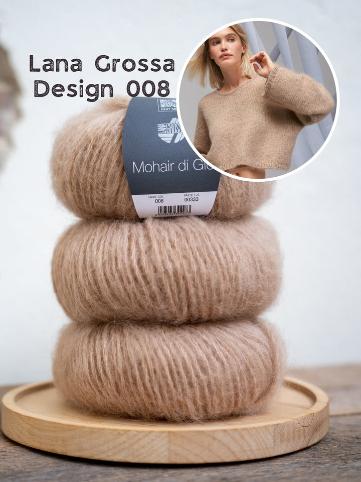 Strickpaket Mohair di Gio Pullover mit V-Ausschnitt