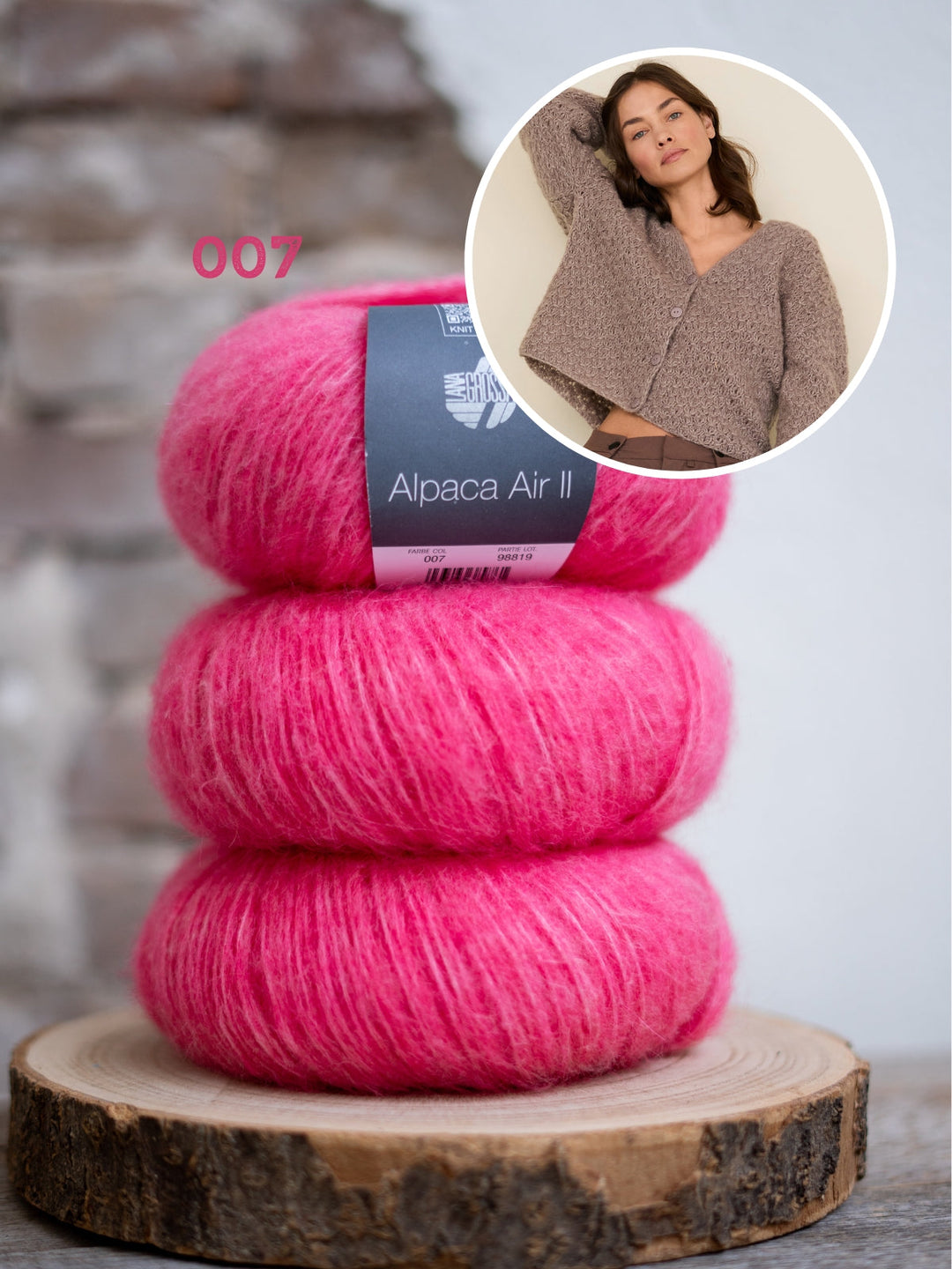 Strickpaket Alpaca Air II V-Ausschnitt Jacke mit Strukturmuster