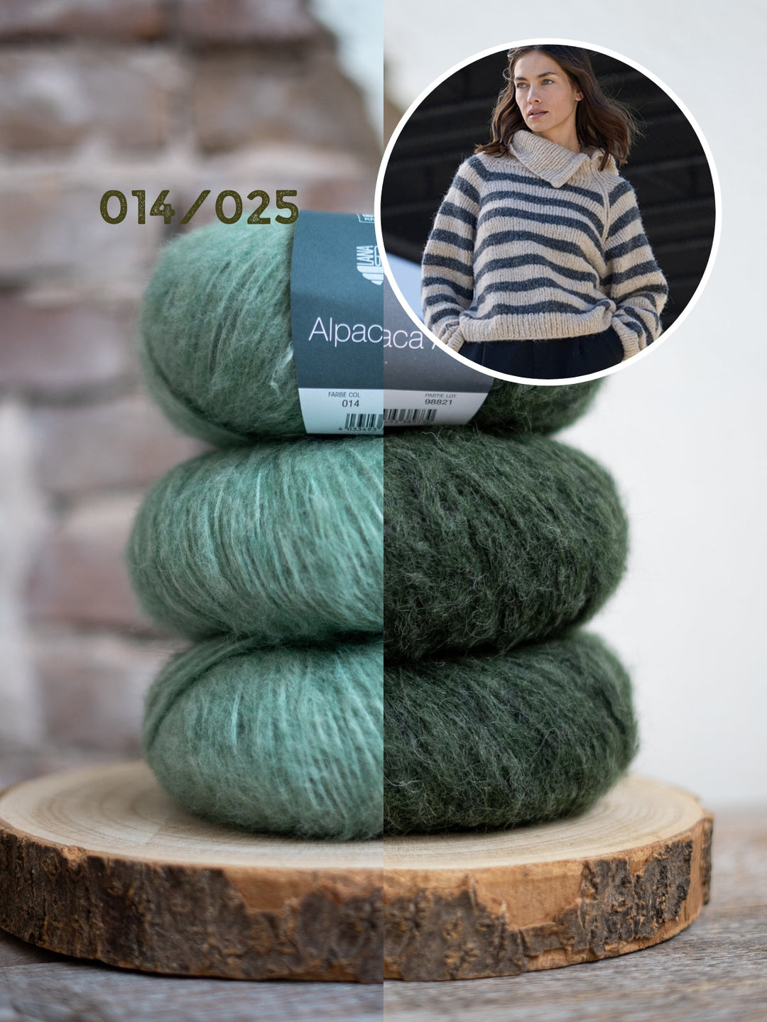 Strickpaket Alpaca Air II Top-down-Gestreifter Rollkragenpullover mit Reißverschluss