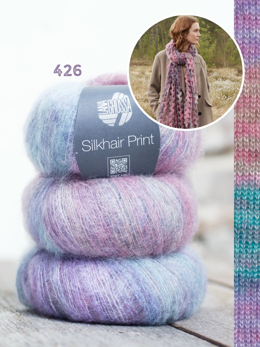 Häkelpaket Silkhair Print Ajourtuch