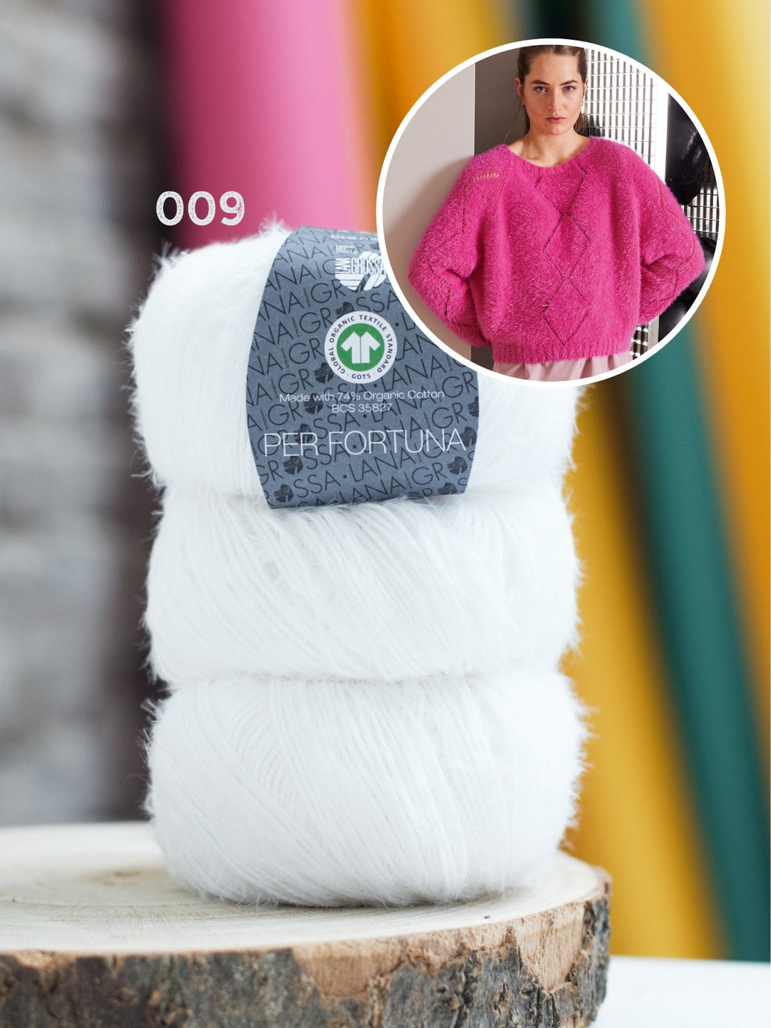 Strickpaket Per Fortuna Pullover im Rautenmuster