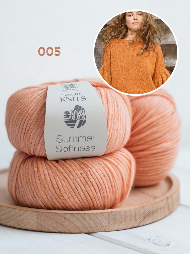 Strickpaket Summer Softness Shirt mit gerafften Ärmeln