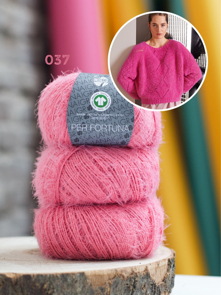 Strickpaket Per Fortuna Pullover im Rautenmuster