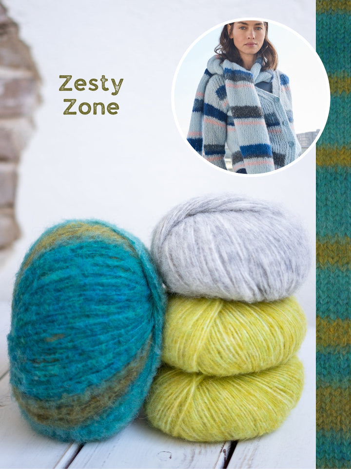 Strickpaket Gigante Alpaca Air II Top-down-Streifenjacke