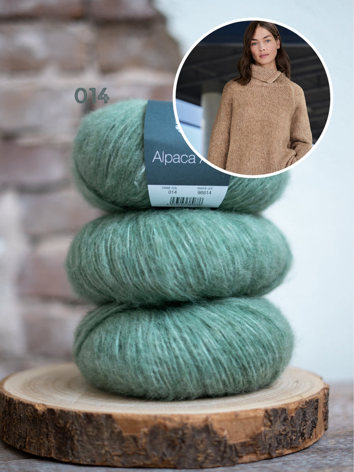 Strickpaket Alpaca Air II Top-down-Rollkragenpullover mit Reißverschluss