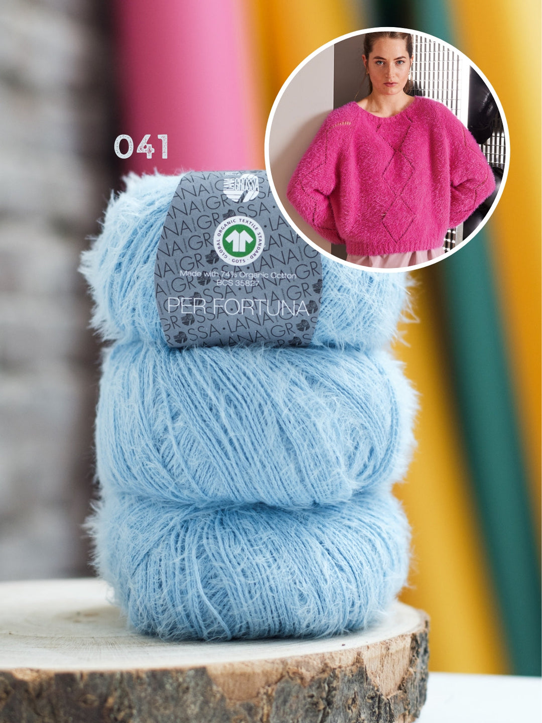 Strickpaket Per Fortuna Pullover im Rautenmuster