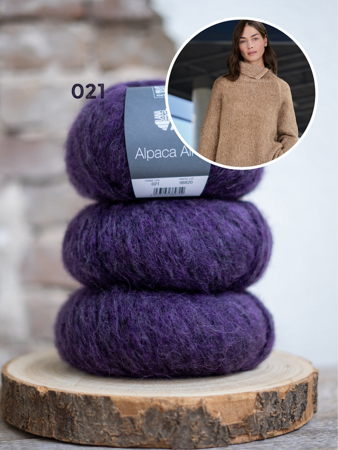 Strickpaket Alpaca Air II Top-down-Rollkragenpullover mit Reißverschluss
