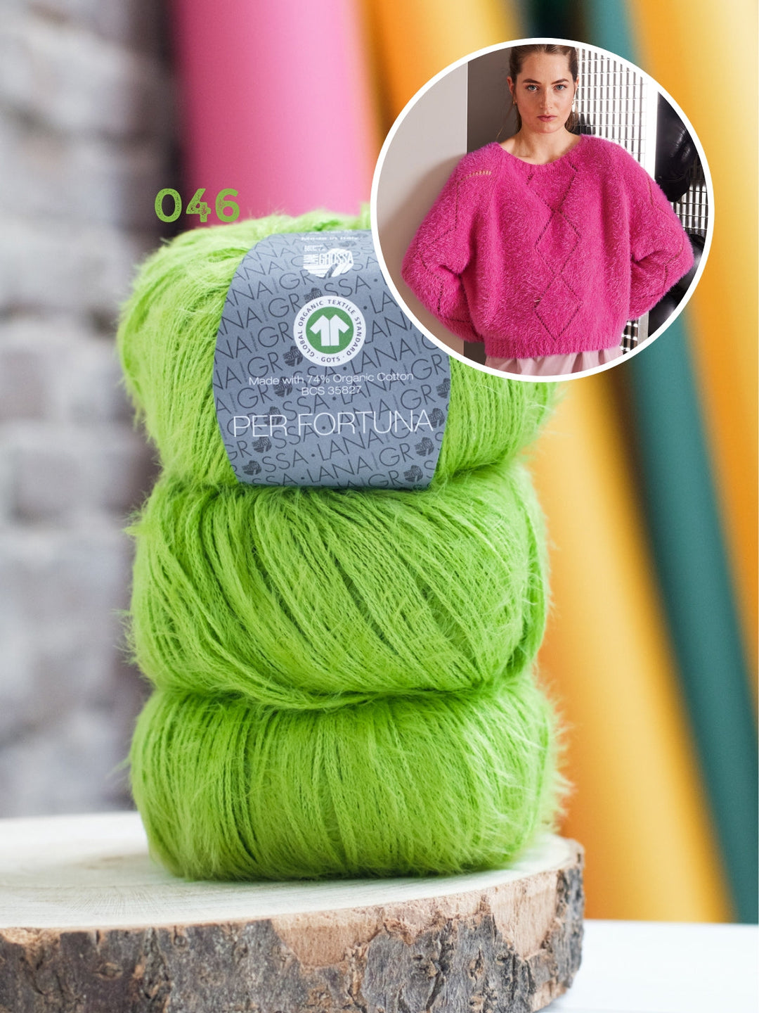 Strickpaket Per Fortuna Pullover im Rautenmuster