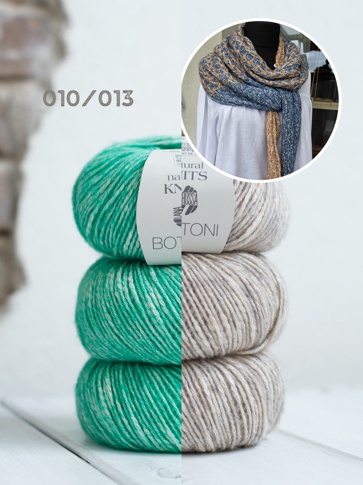 Strickpaket Lizas Solo Lino Scarf - Bottoni