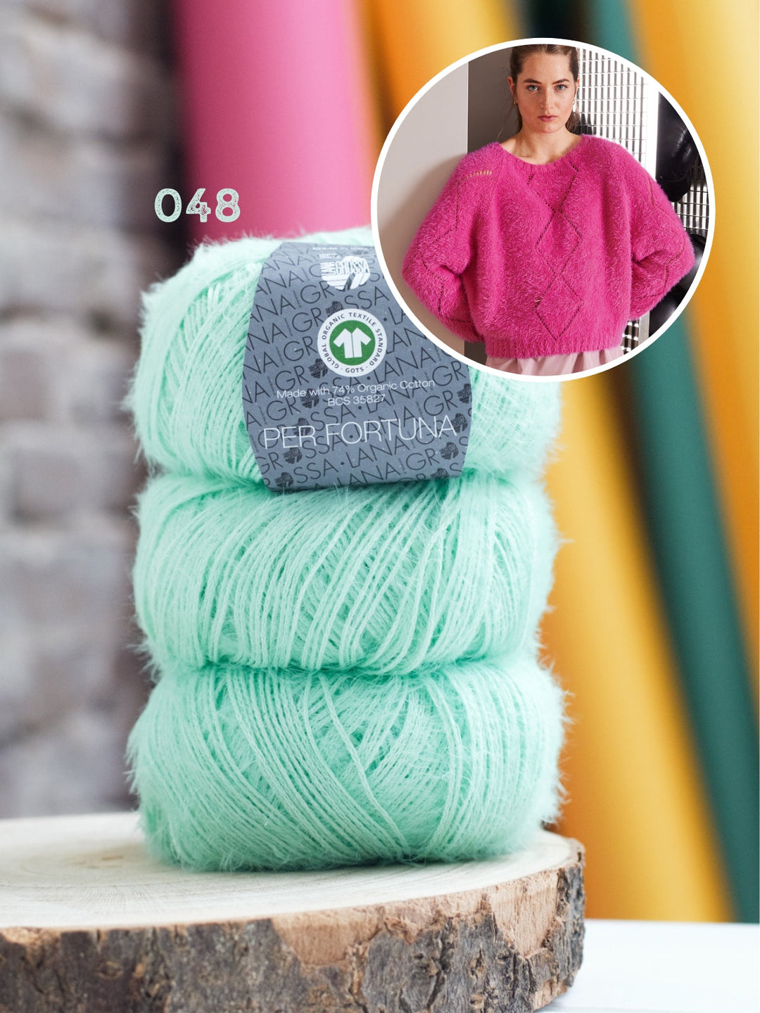 Strickpaket Per Fortuna Pullover im Rautenmuster