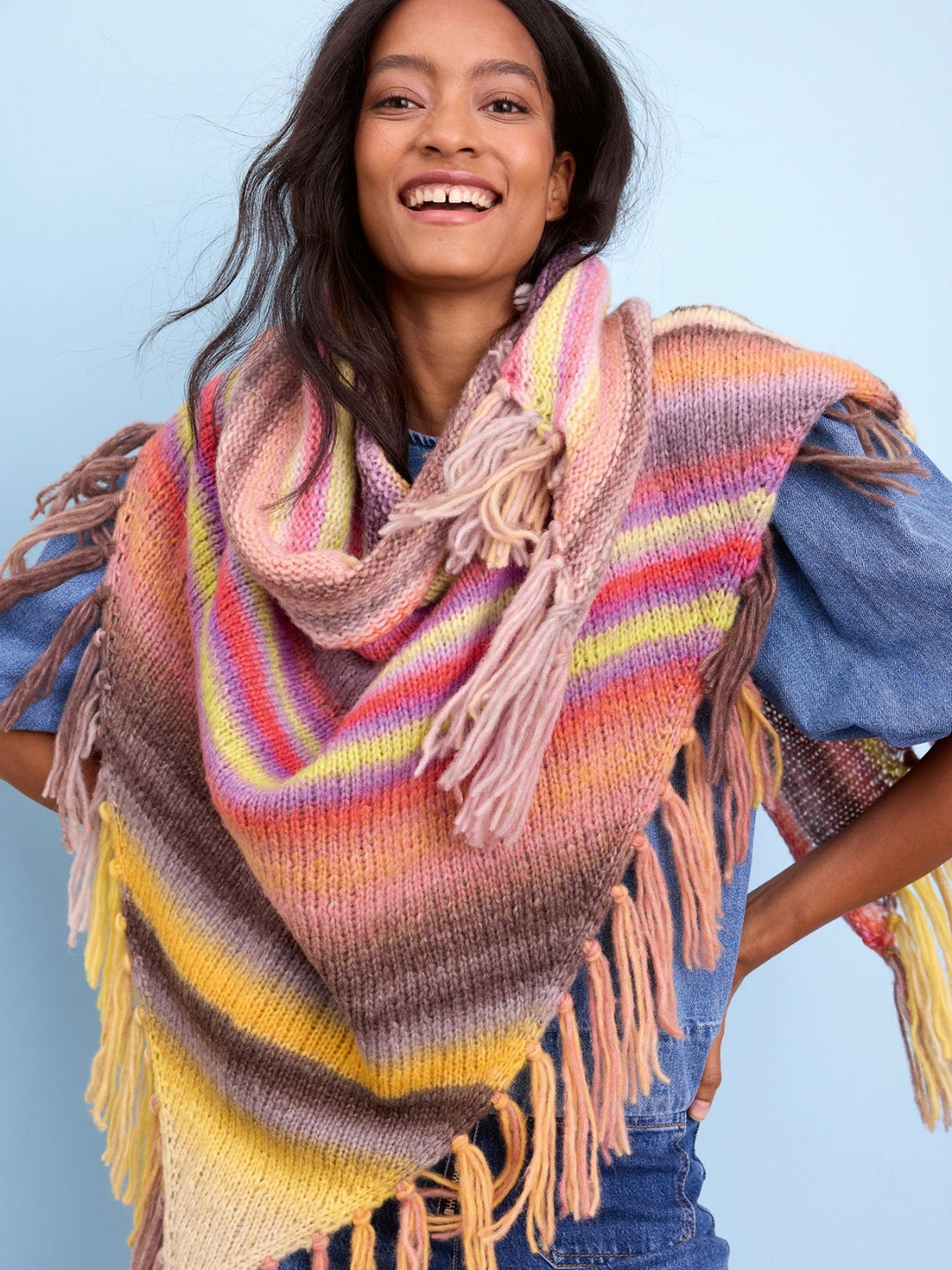 Strickpaket Candy Dreieckstuch mit Fransen