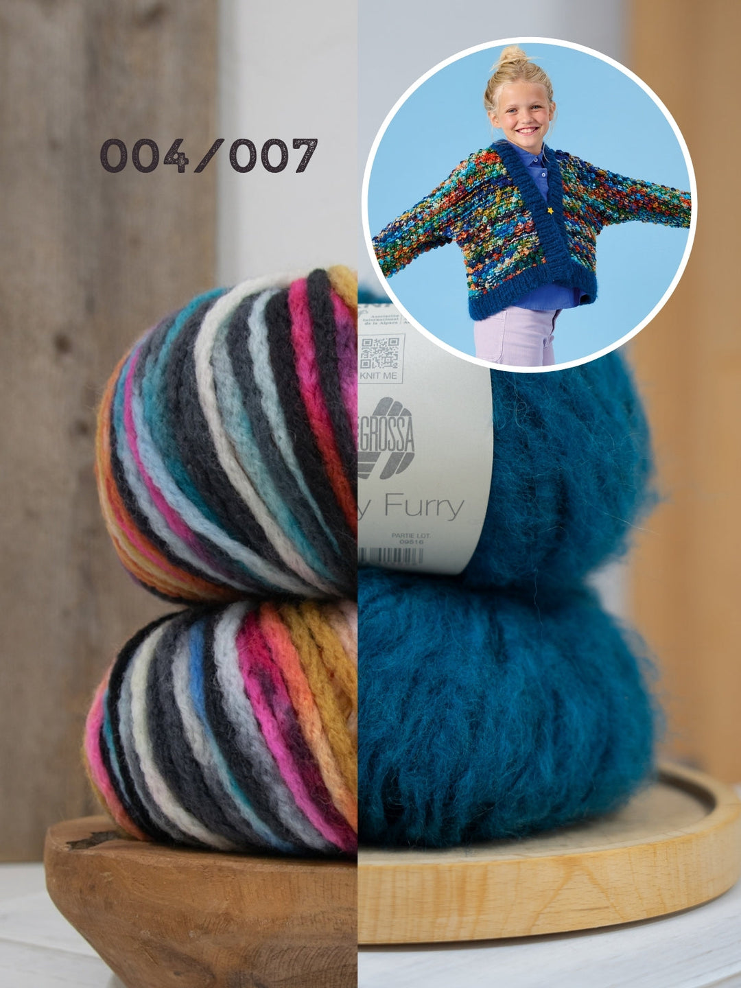 Strickpaket Crazy &amp; Baby Furry Noppenjacke