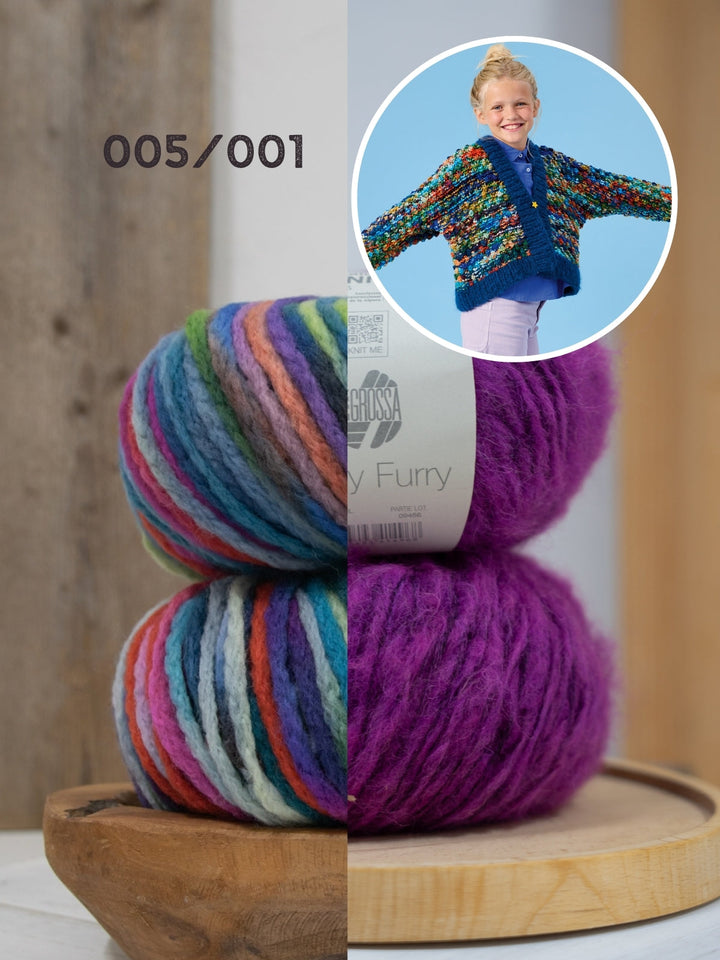 Strickpaket Crazy &amp; Baby Furry Noppenjacke