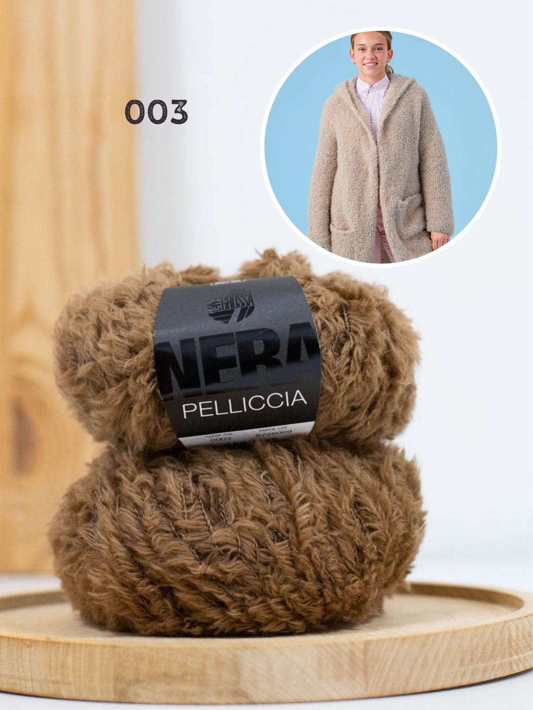 Strickpaket Pelliccia Mantel mit Kapuze