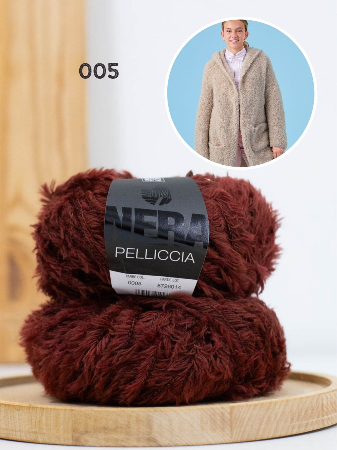 Strickpaket Pelliccia Mantel mit Kapuze