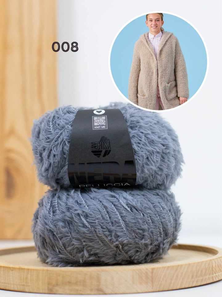 Strickpaket Pelliccia Mantel mit Kapuze