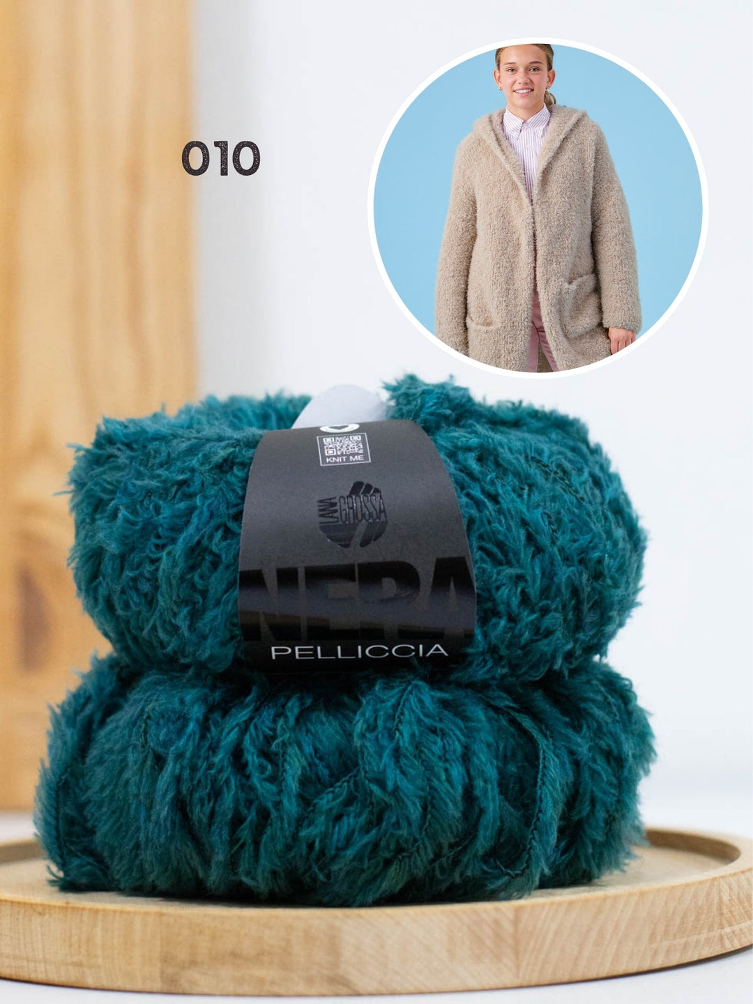 Strickpaket Pelliccia Mantel mit Kapuze