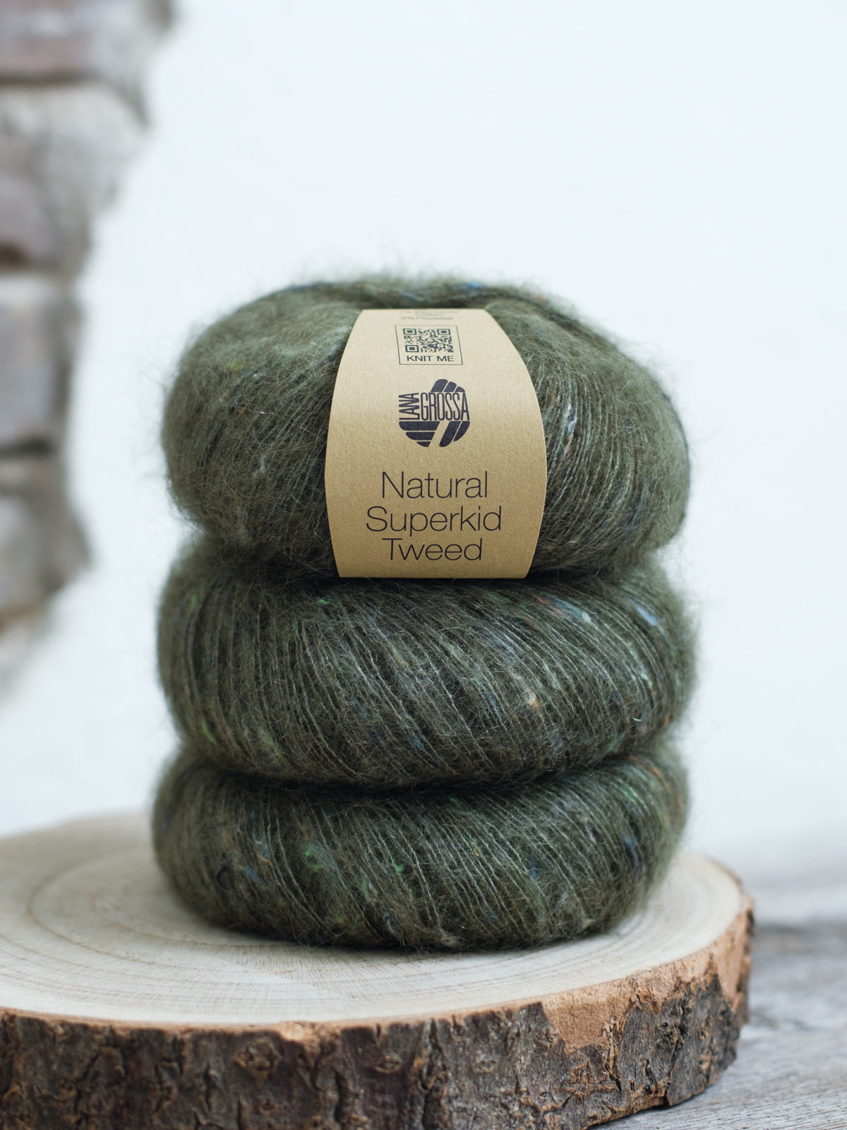 Natural Superkid Tweed 616 Olivgrün