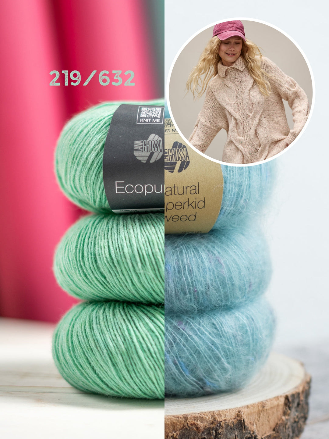 Strickpaket Ecopuno Natural Superkid Tweed Pullunder mit Zöpfen