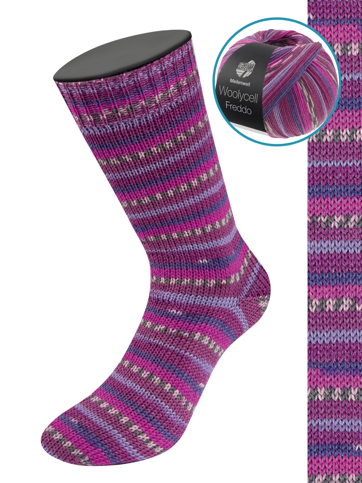 Woolycell Freddo 6047 Rotviolett/Lavendel/Dunkelviolett/Fuchsia/Dunkelgrau/Rosa