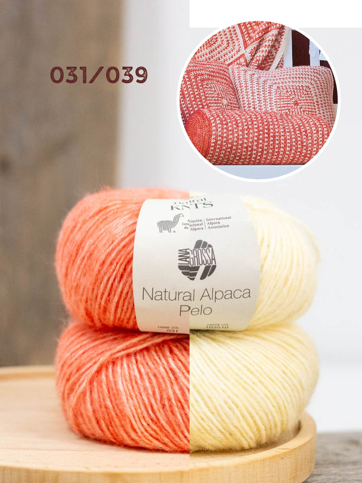 Häkelpaket Natural Alpaca Pelo zwei Kissenhüllen