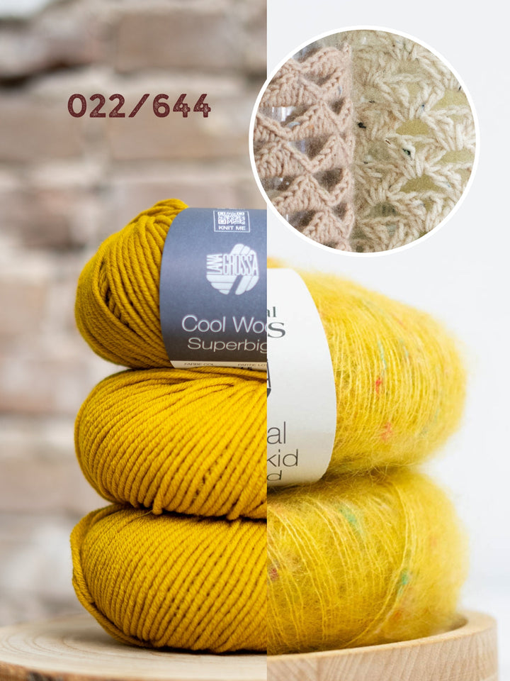 Häkelpaket Cool Wool Superbig &amp; Natural Superkid Tweed Windlichthülle