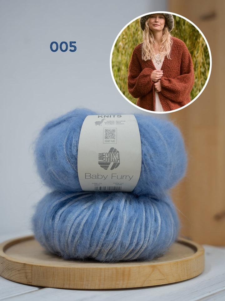 Strickpaket Baby Furry Jacke mit Ballonärmeln