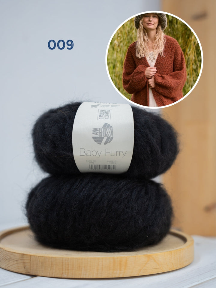 Strickpaket Baby Furry Jacke mit Ballonärmeln