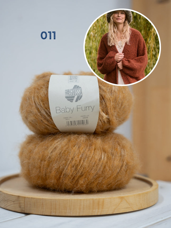 Strickpaket Baby Furry Jacke mit Ballonärmeln