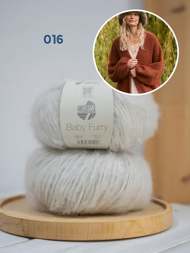 Strickpaket Baby Furry Jacke mit Ballonärmeln