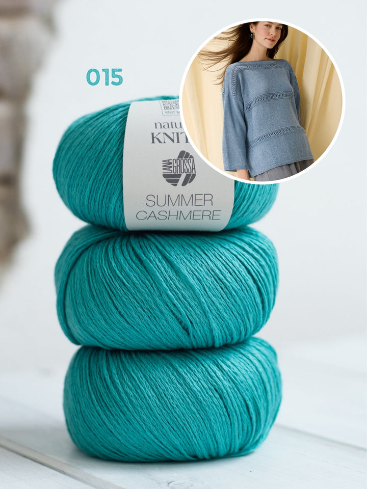 Strickpaket Summer Cashmere Pullover mit Boot-Ausschnitt