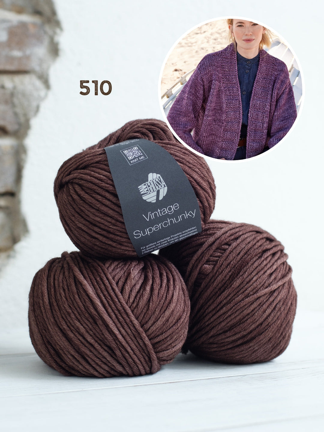 Strickpaket Vintage Superchunky Top-down-Jacke