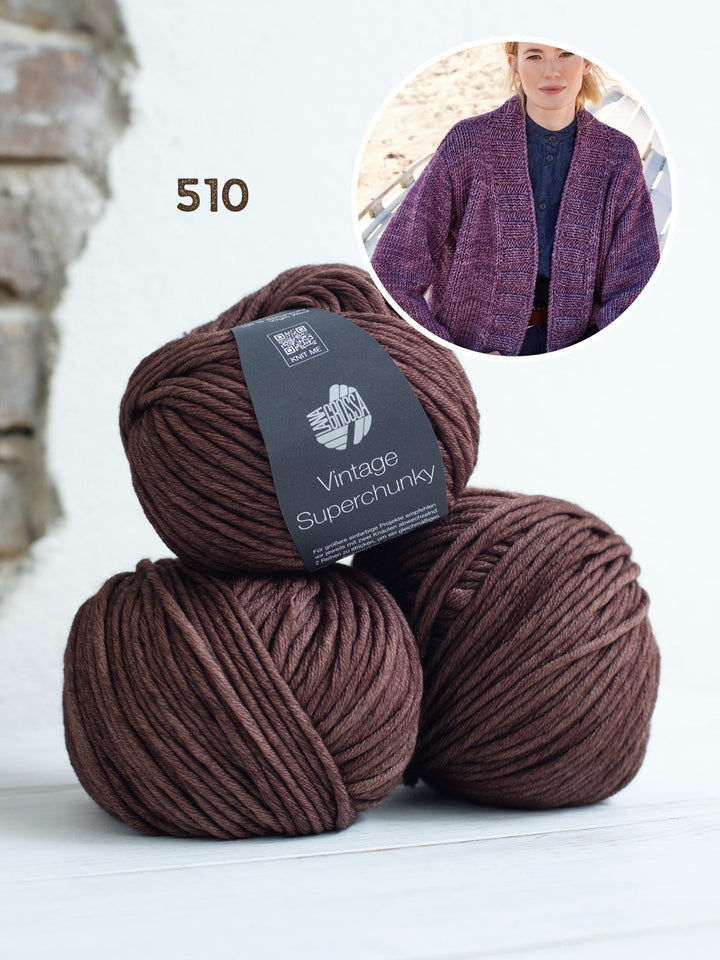 Strickpaket Vintage Superchunky Top-down-Jacke