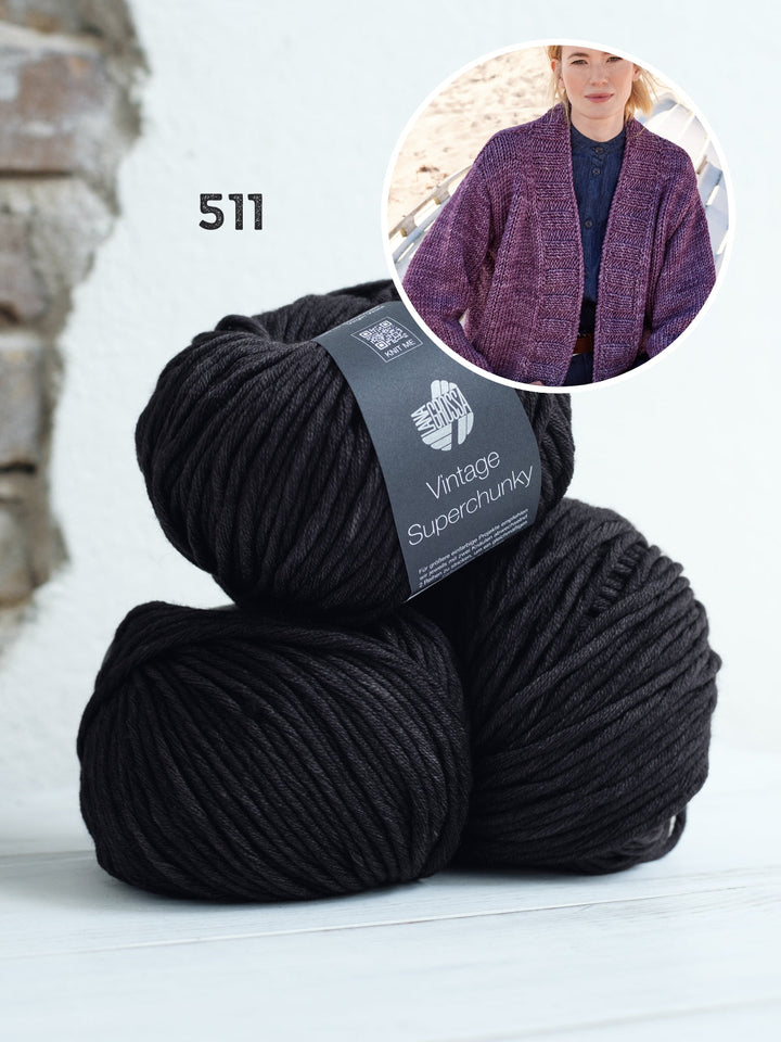 Strickpaket Vintage Superchunky Top-down-Jacke
