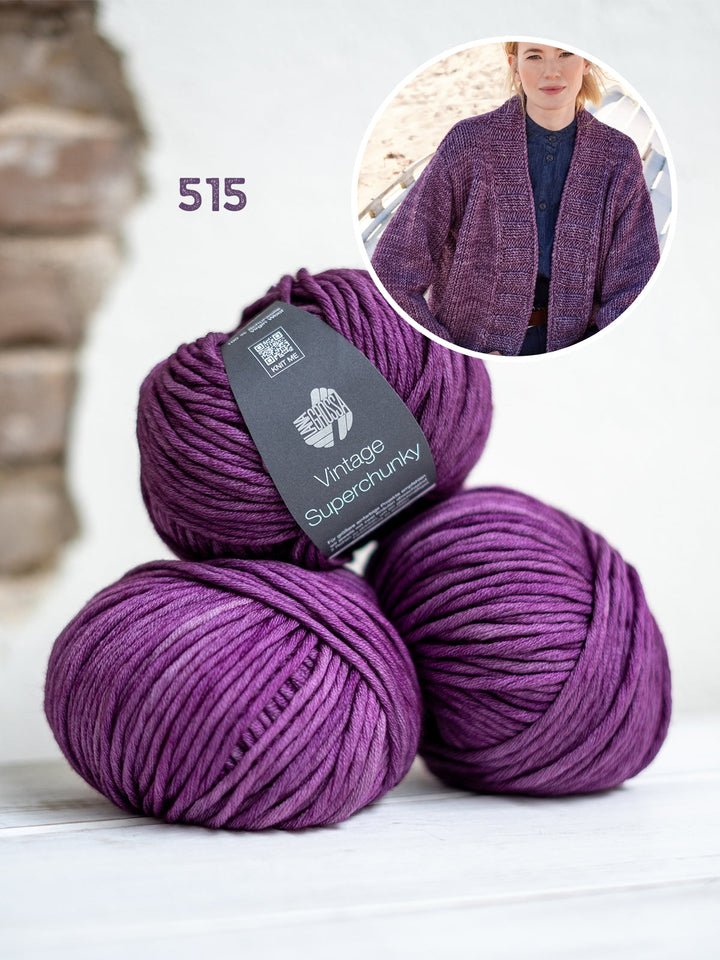 Strickpaket Vintage Superchunky Top-down-Jacke