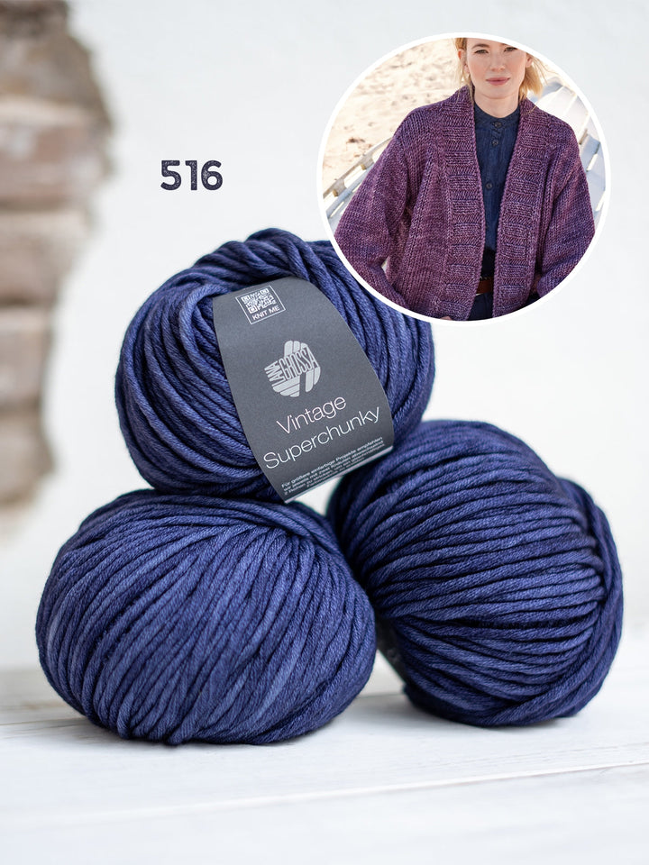 Strickpaket Vintage Superchunky Top-down-Jacke