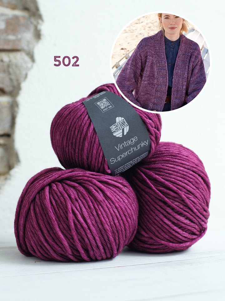 Strickpaket Vintage Superchunky Top-down-Jacke