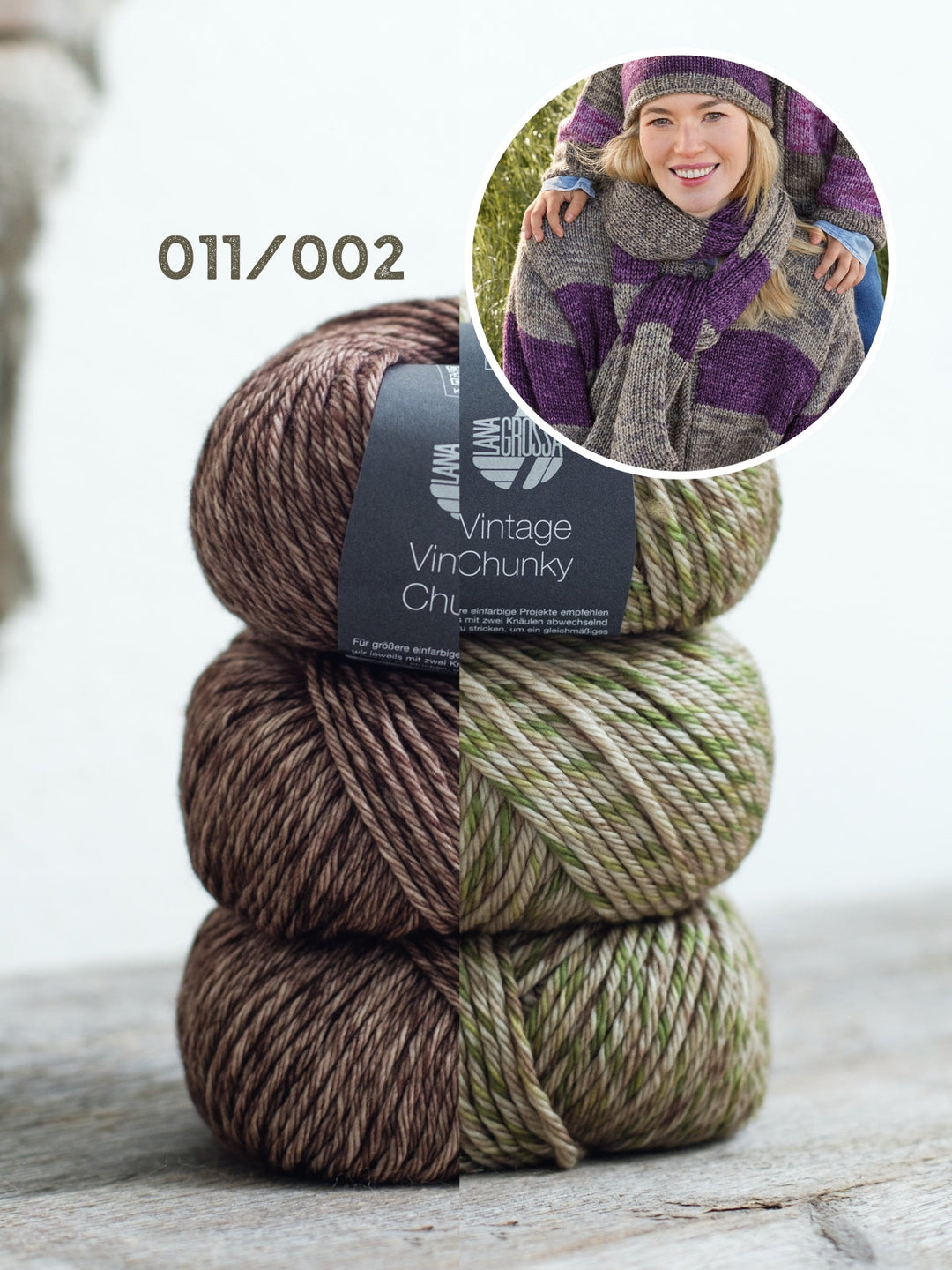 Strickpaket Vintage Chunky Streifenschal